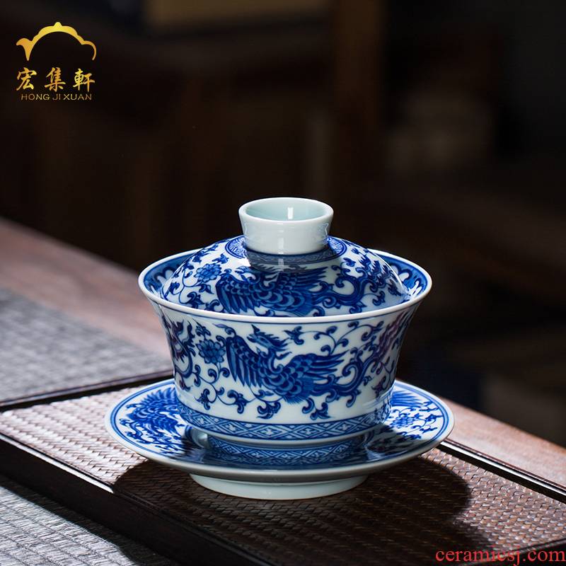 Archaize jingdezhen blue and white chicken tureen ceramic cups large bowl three just tureen hand - made porcelain cup