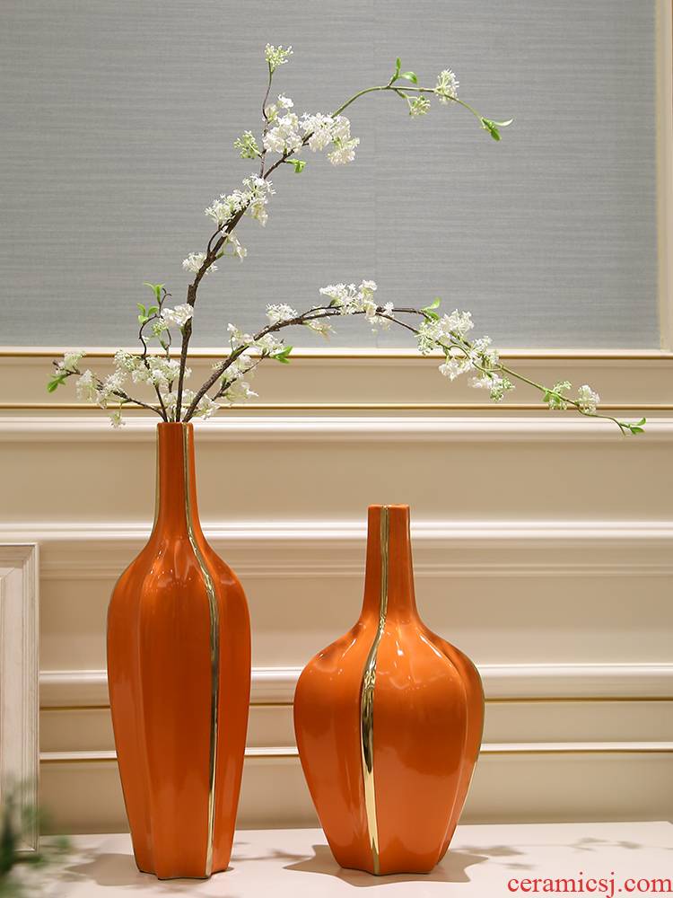 Light European - style key-2 luxury furnishing articles ceramic vase sitting room porch TV ark, dried flowers, flower arrangement Nordic table home decoration