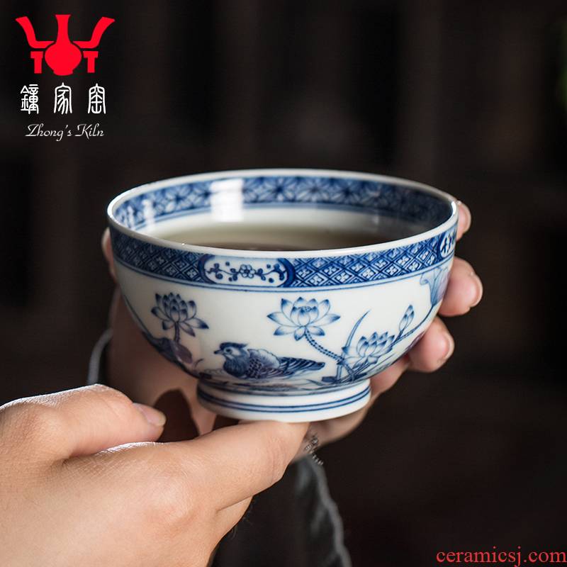 Clock kung fu tea house up with jingdezhen blue and white maintain master cup single cup all hand girlfriend ceramic cups