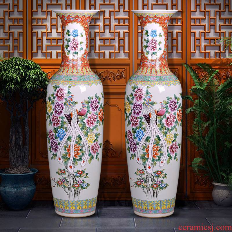 Jingdezhen hand - made ceramic floor large vases, notes tong heavy prosperous Chinese style of new home sitting room adornment is placed