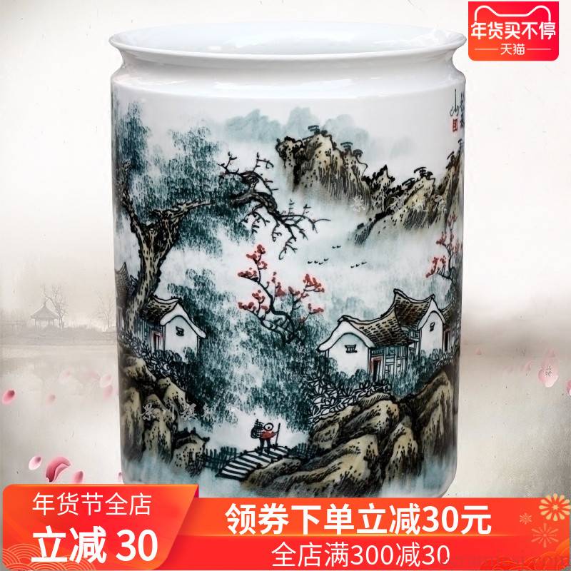 Jingdezhen sitting room color ink landscape quiver of pottery and porcelain vase household furnishing articles calligraphy and painting scroll the receive accessory products