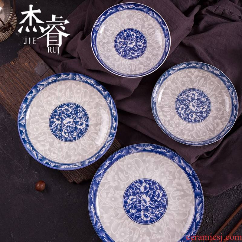 Japanese 8 inches of jingdezhen ceramic dishes deep dish Fried dish 0 home fish ipads porcelain FanPan