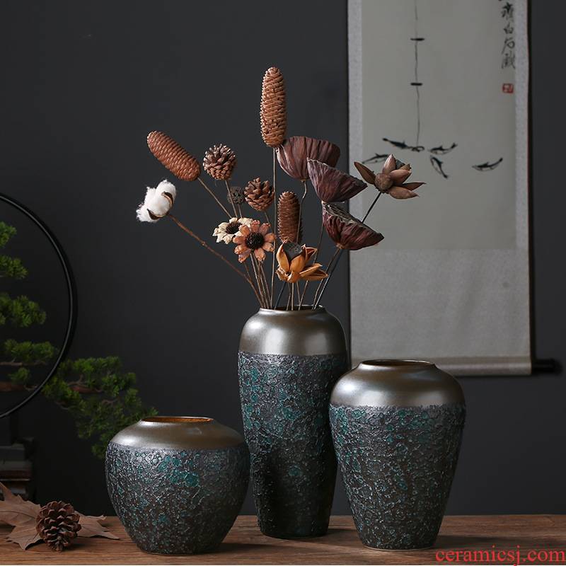 Restoring ancient ways is set to make the old porcelain vase in jingdezhen coarse pottery mercifully glazed pottery craft table sitting room hydroponic flowers furnishing articles