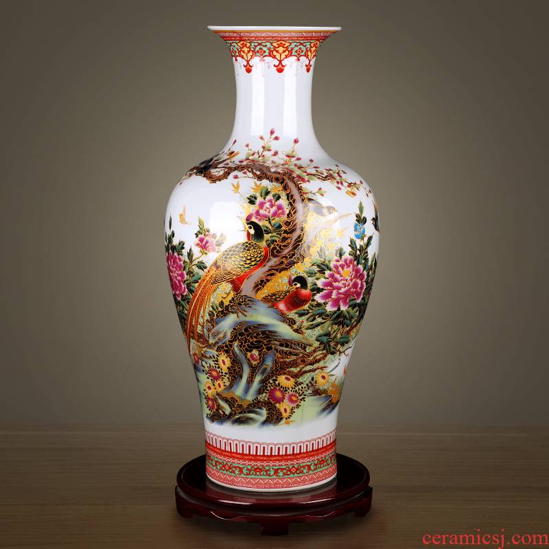 Jingdezhen ceramic vase large famille rose porcelain vase landing Chinese sitting room place, home decoration arts and crafts