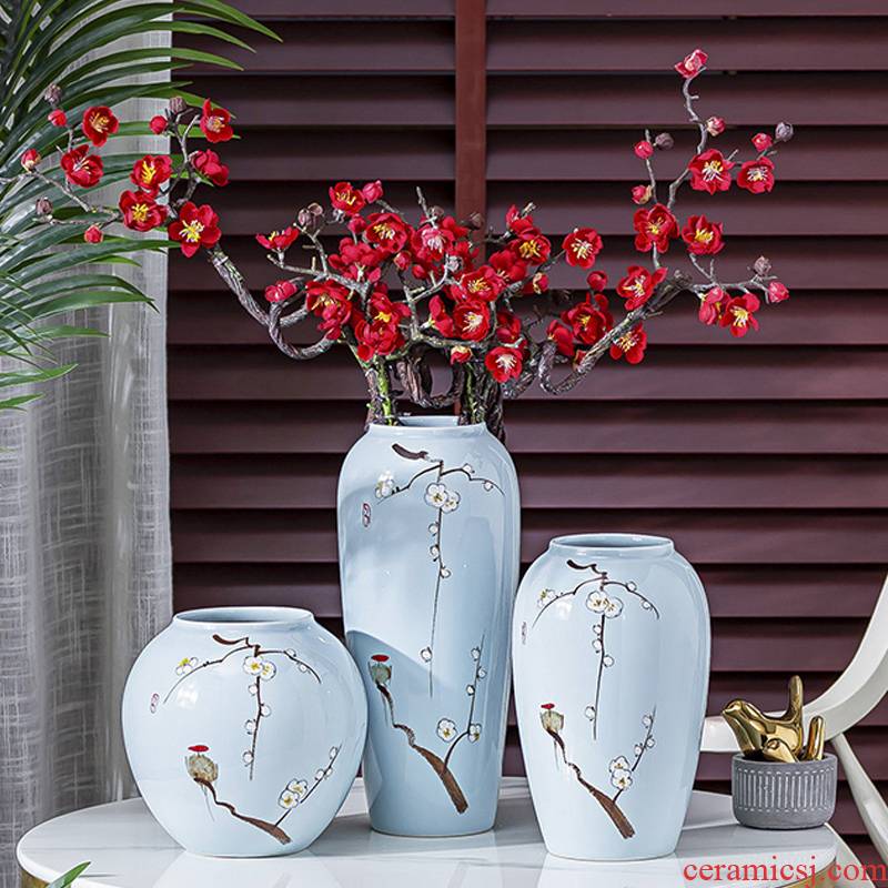 New Chinese style ceramic vase furnishing articles living room table flower arranging Nordic creative decoration decorative dried flowers water raise flowers
