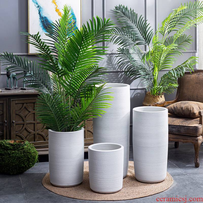 Ceramic large big pot I and contracted villa interior furnishing articles be born the plants green plant white vase