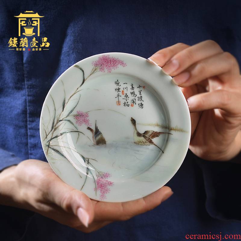Jingdezhen ceramic kung fu tea pot bearing tea tray full of hand - made of pastel double ducks swimming dry terms plate cup saucer
