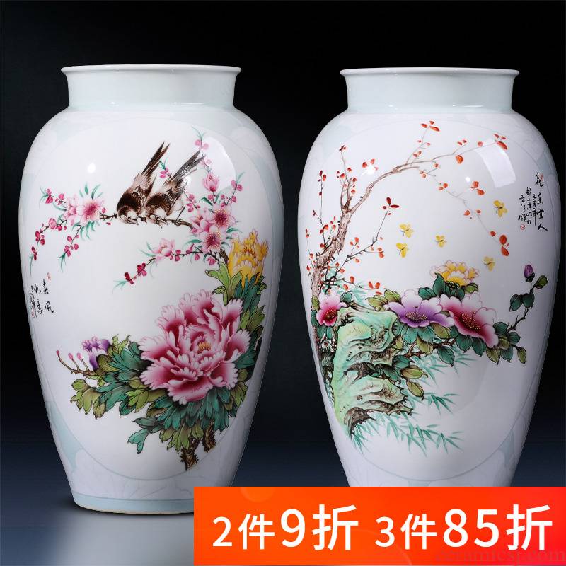 Jingdezhen porcelain ceramic hand - made pastel big vases, new Chinese style household living room TV ark adornment furnishing articles