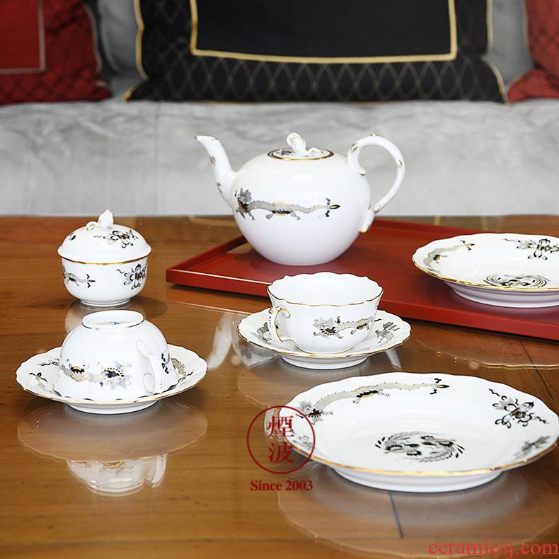 German mason mason meisen new clipping, black dragon grain porcelain teapot teacup afternoon tea set