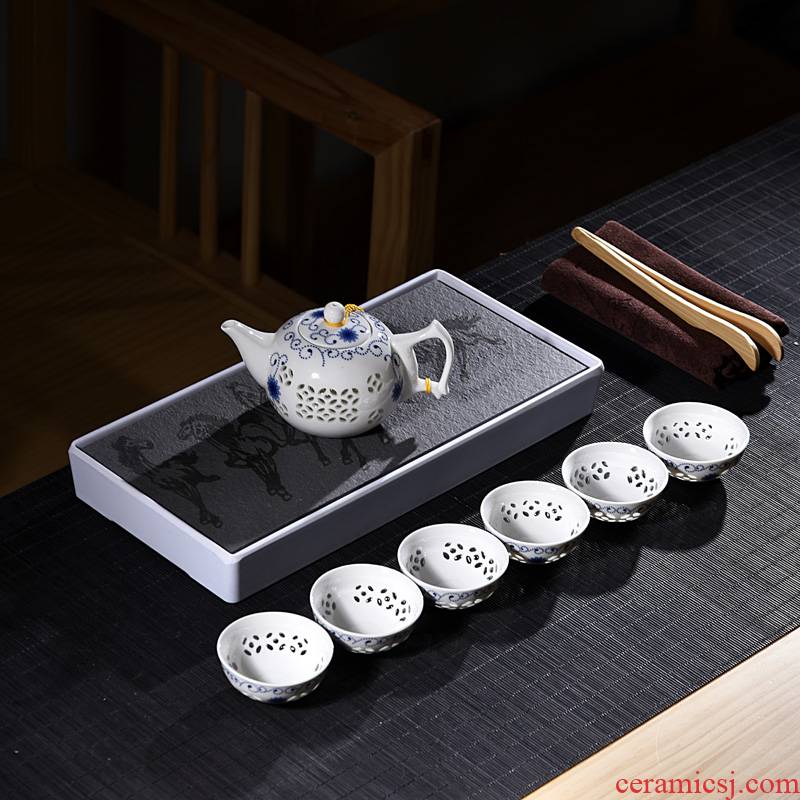Hui shi suit kung fu tea set of ceramic tea set a complete set of tea sets ice crack cup teapot tea tea tea tray