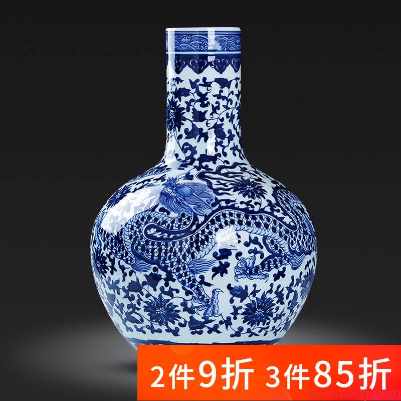 Jingdezhen blue and white porcelain vase ceramics large vases, new Chinese style household living room TV ark adornment furnishing articles