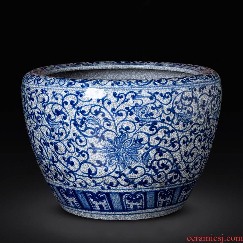 Blue and white porcelain of jingdezhen ceramics antique hand - made large aquarium calligraphy and painting scroll to receive the sitting room of Chinese style household furnishing articles
