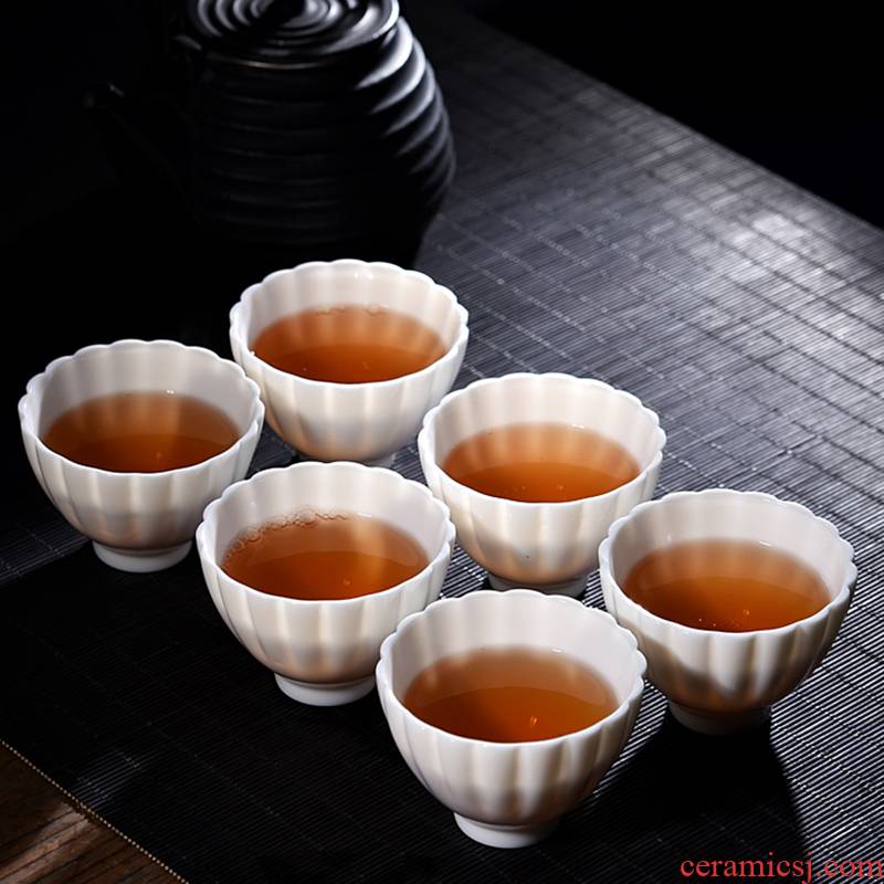The ancient sheng up new suit small household sample tea cup suet white jade white porcelain kung fu master jade ceramic cup single CPU