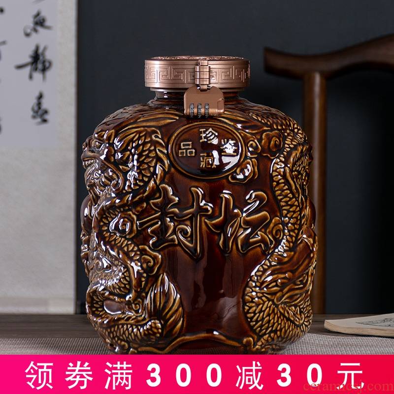 Jingdezhen ceramic jar 10 jins 20 jins to restore ancient ways carved dragon restaurant using sealed empty mercifully wine