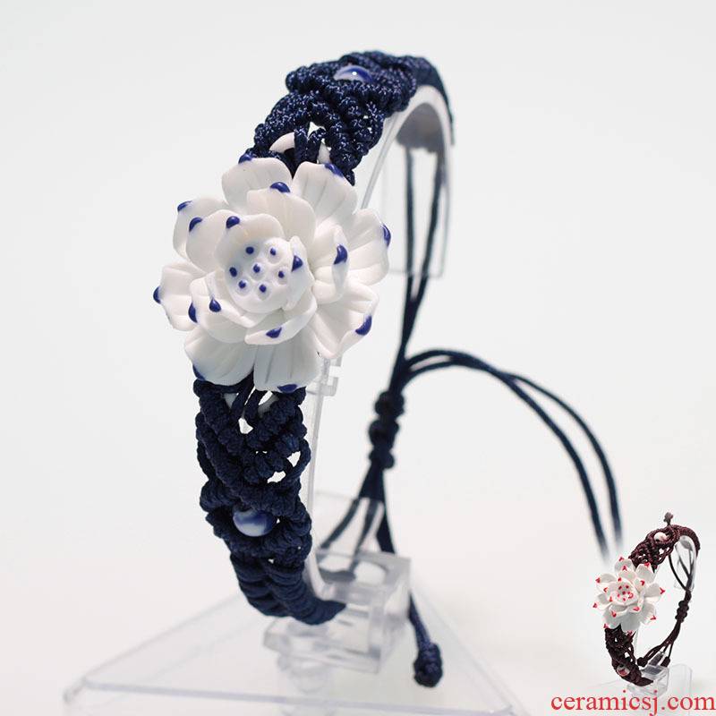 Hand pinch flower bracelet braided bracelet bracelet JXB071 jingdezhen ceramic bracelet wholesale lotus lotus