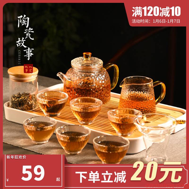 Story of pottery and porcelain tea sets of household glass teapot visitor tea tray was kung fu tea set a small set of living room office