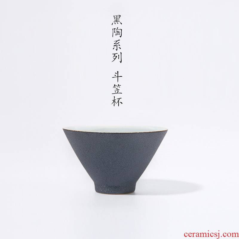Special black ceramic cup zen master cup sample tea cup individual single CPU, black pottery cups fragrance - smelling cup