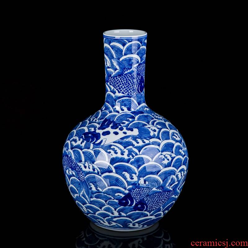 Jingdezhen hand made blue and white porcelain vase furnishing articles household act the role ofing is tasted, the sitting room TV ark, new Chinese style ceramic bottle arranging flowers