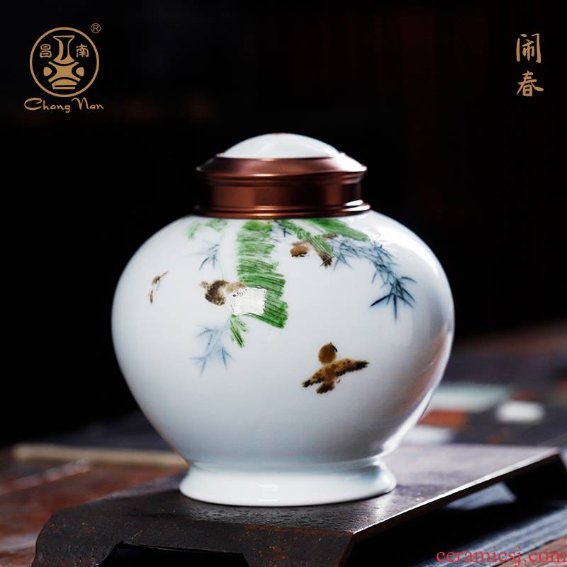 Chang south ceramic tea pot JingDe ceramic large capacity sealed container storage POTS, green tea, black tea tea pot