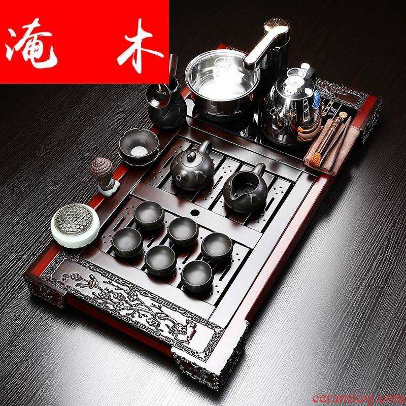 Submerged wood tea set ebony kung fu tea tray household spend pear wood, ceramics automatic one tea table