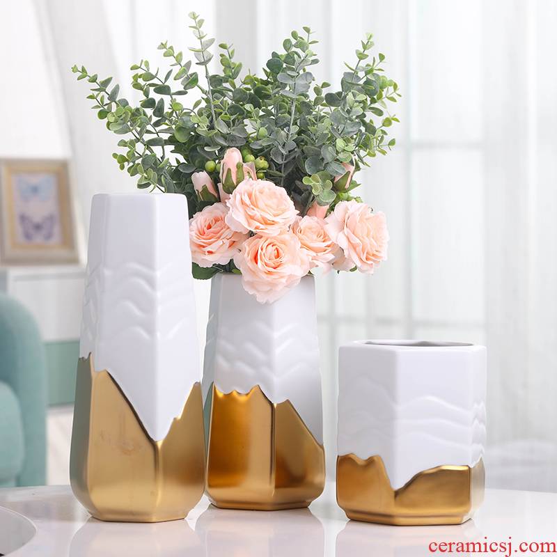 Light key-2 luxury furnishing articles ceramic American wind vase Nordic flower arranging, I and contracted sitting room example room TV cabinet decoration