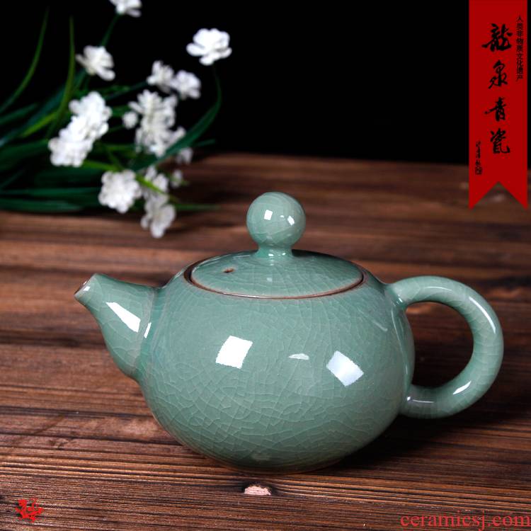 Longquan celadon ceramics kung fu tea set xi shi pot of black tea teapot tea accessories household little teapot on sale
