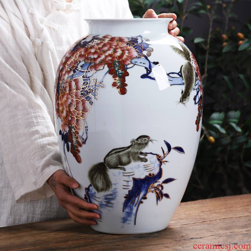 Jingdezhen ceramics hand - made paint vase landed large gold rat prosperous wealth home sitting room flower arranging act the role ofing is tasted furnishing articles