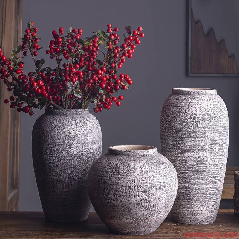 Contracted and I ceramic dried flowers, restoring ancient ways of large vases, jingdezhen pottery decorative furnishing articles sitting room flower pot