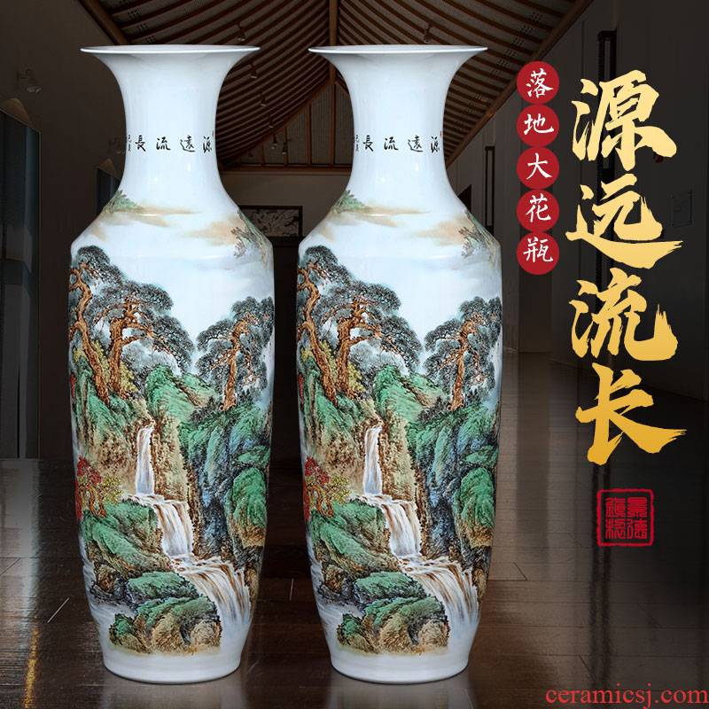 Jingdezhen ceramics by hand draw pastel big vase landing place hotel opening gifts oversized living room