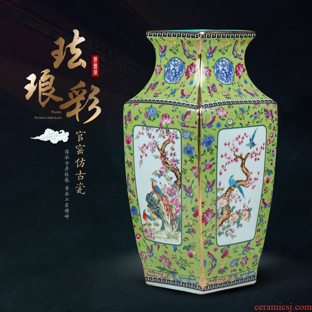 Jingdezhen ceramics vase flower arranging Chinese archaize sitting room famille rose porcelain home decoration TV ark, furnishing articles