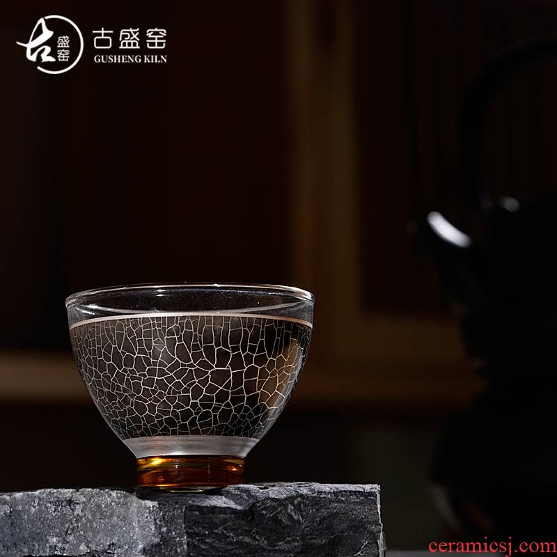 Ancient ceramic kung fu sheng up new silver mine loader silver fission glass cup sample tea cup host a cup of tea light cup