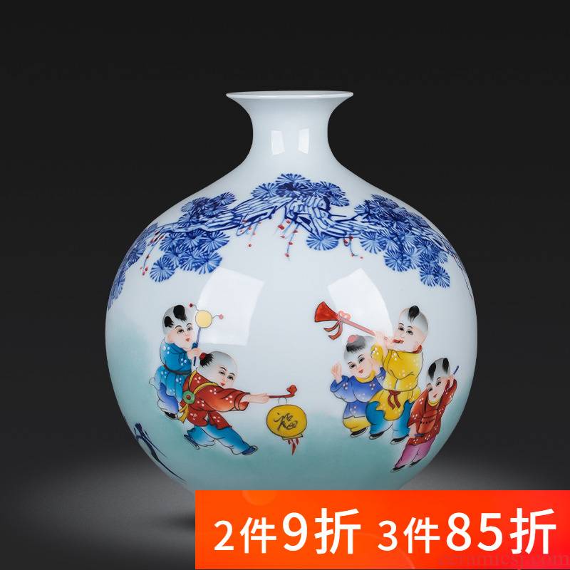Jingdezhen porcelain ceramic flower arranging new Chinese style household furnishing articles hand - made of blue and white porcelain vase, the sitting room porch decoration