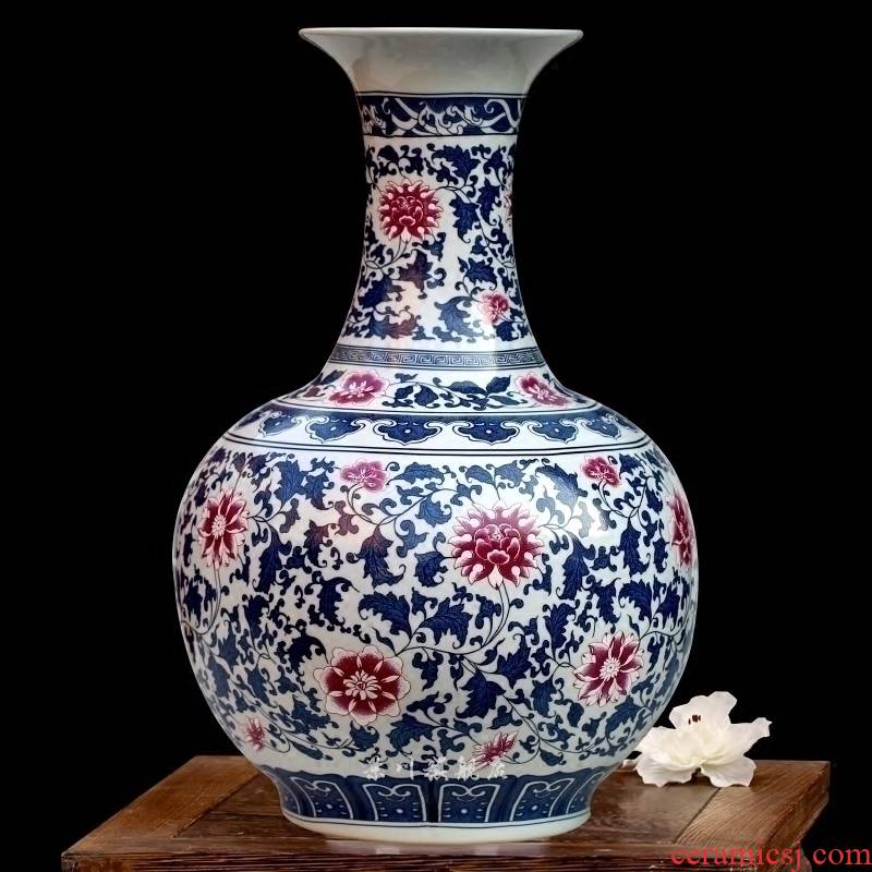 Jingdezhen chinaware lotus archaize youligong tangled branches bottle home sitting room mesa study office furnishing articles