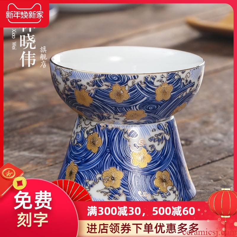 Jingdezhen ceramic slip through colored enamel tea tea tea filter filter tea accessories make tea, tea strainer