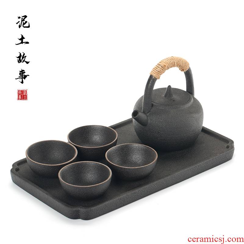 Jingdezhen Japanese white clay girder tea cozy contracted creative coarse pottery small household kung fu tea set