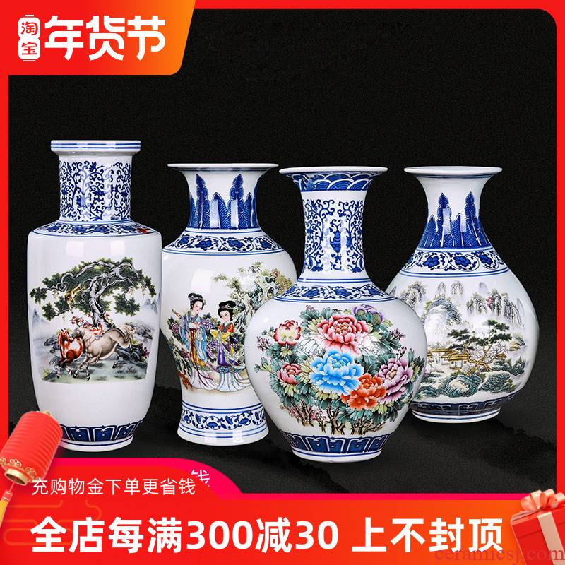 Jingdezhen ceramics, vases, antique blue and white porcelain flower arranging new Chinese style home sitting room adornment TV ark, furnishing articles
