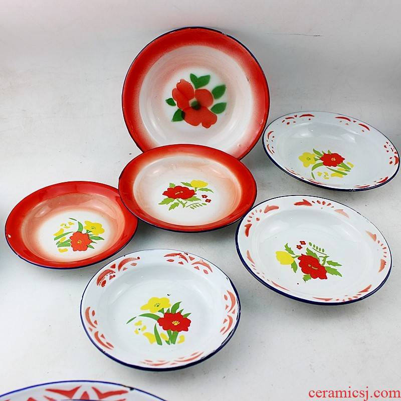 Enamel Enamel dab of printing old dish son restaurant dish soup classic traditional disk iron plate of nostalgia
