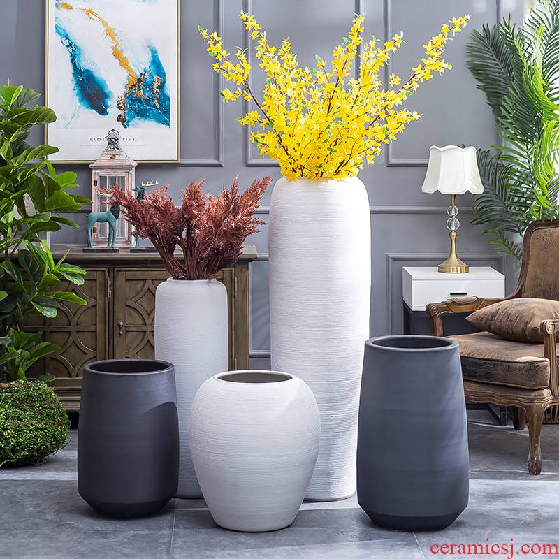 Ground vase large flower arrangement is I and contracted sitting room Nordic decorative furnishing articles retro hotel jingdezhen ceramics
