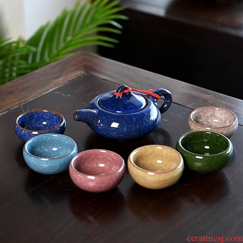 Hui shi cracked ice tea cups small household set of ceramic kunfu tea tea sample tea cup, master cup single CPU move