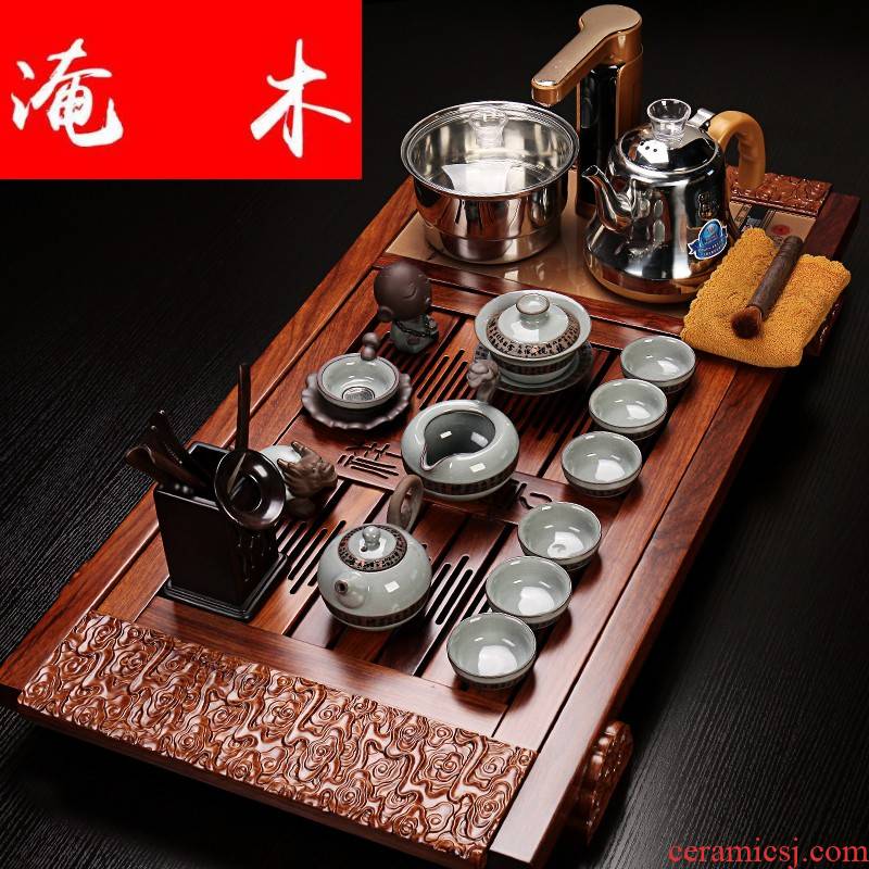Submerged wood hua limu tea tray of a complete set of violet arenaceous elder brother up kung fu tea set four unity induction cooker tea tea set