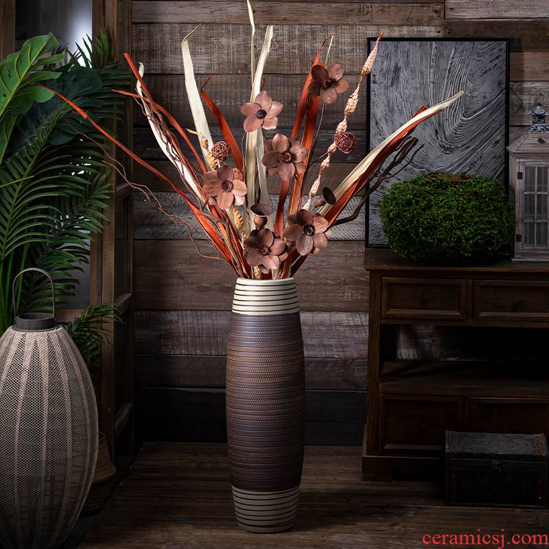Tall, ceramic decorative dried flowers of large vase sitting room porch Chinese style restoring ancient ways furnishing articles American flower implement arranging flowers
