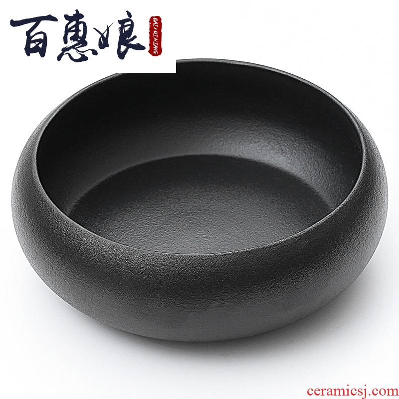(niang, black pottery tea wash in hot ceramic cylinder large writing brush washer wash to wash bowl with water, after the kung fu tea accessories