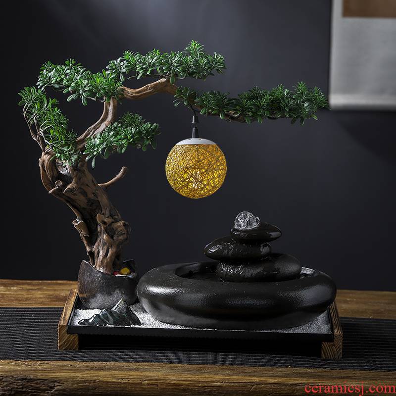 New Chinese style water apparatus zen ceramic water fountain furnishing articles feng shui wheel lucky sitting room to open the gift and the desktop