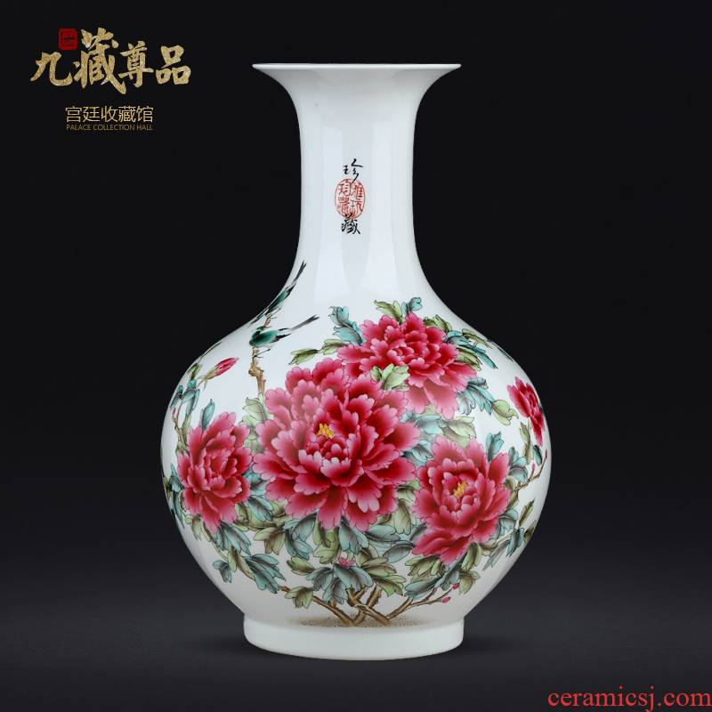 Jingdezhen ceramics master hand made peony vases, Chinese style living room porch TV ark, flower adornment furnishing articles
