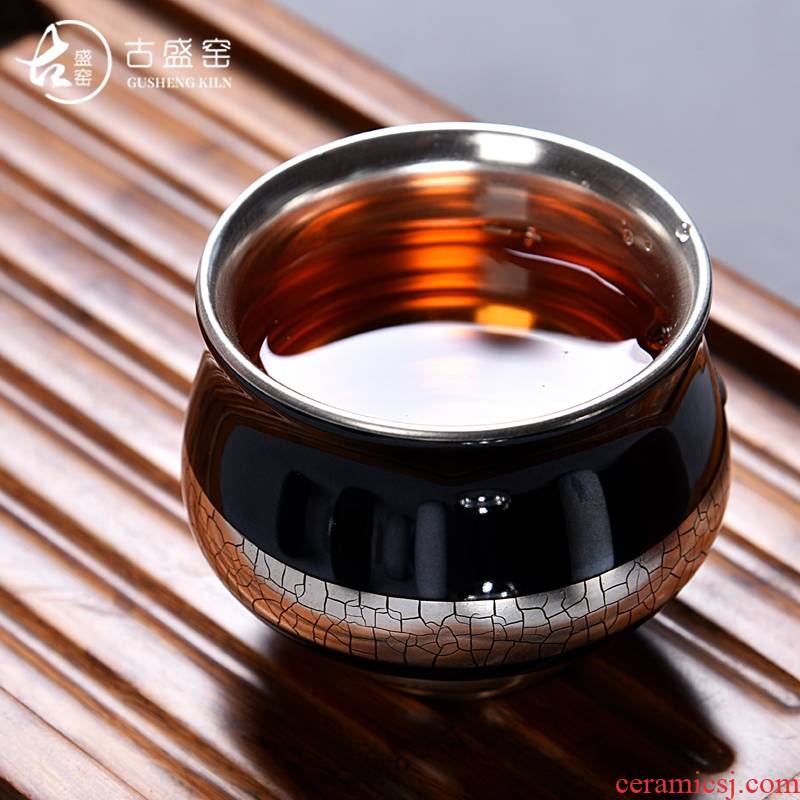 The ancient new gift boxes ore mo yu sheng up glaze ceramic tasted silver gilding agate glaze large sample tea cup personal single CPU