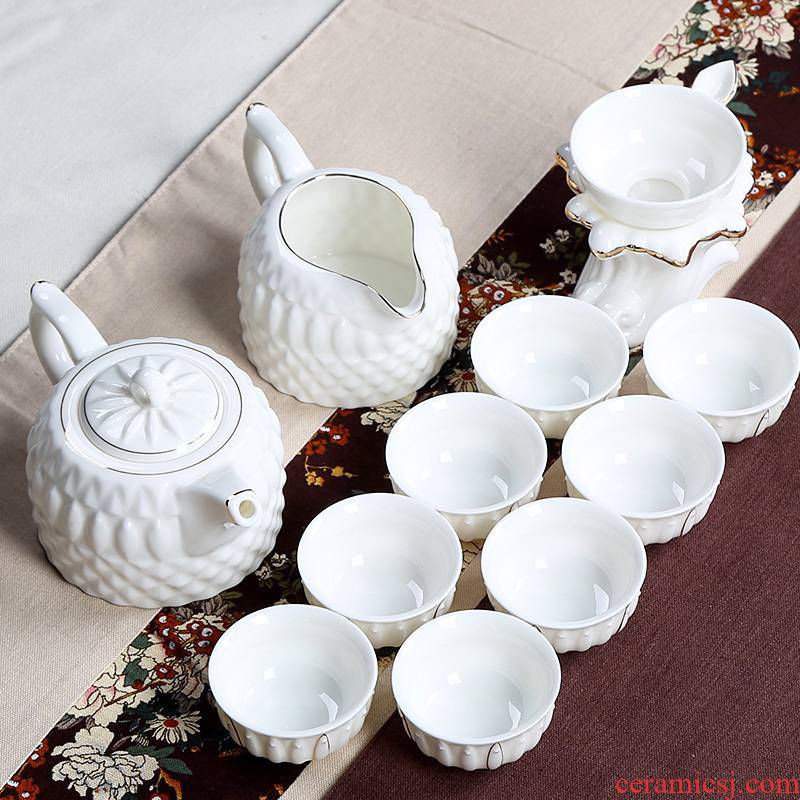 High white porcelain High - end tea cup kung fu tea set gift box set ceramic teapot household contracted creative Chinese office