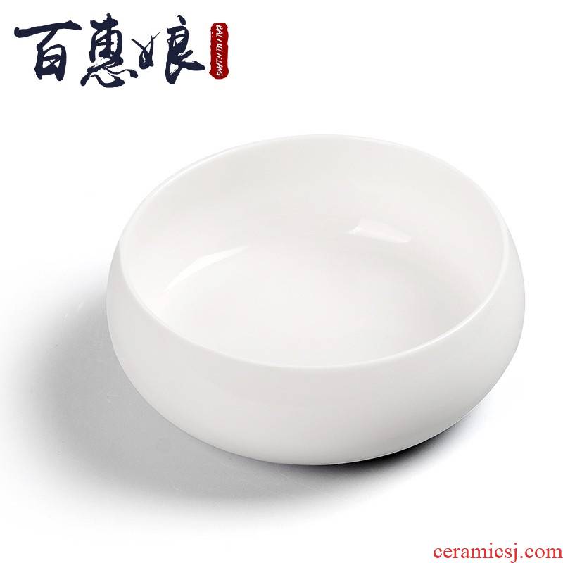 (niang dehua white porcelain tea wash suet jade porcelain tea wash bowl of tea cups to wash large small tea accessories cup