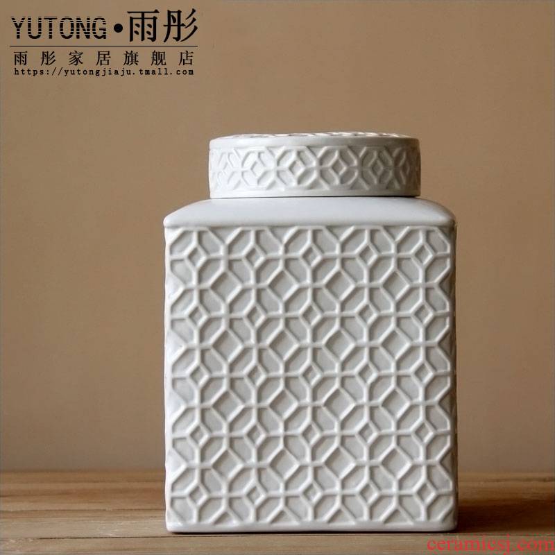 Jingdezhen ceramic flower furnishing articles ornaments embossed white contracted and I adornment sifang tank furnishing articles