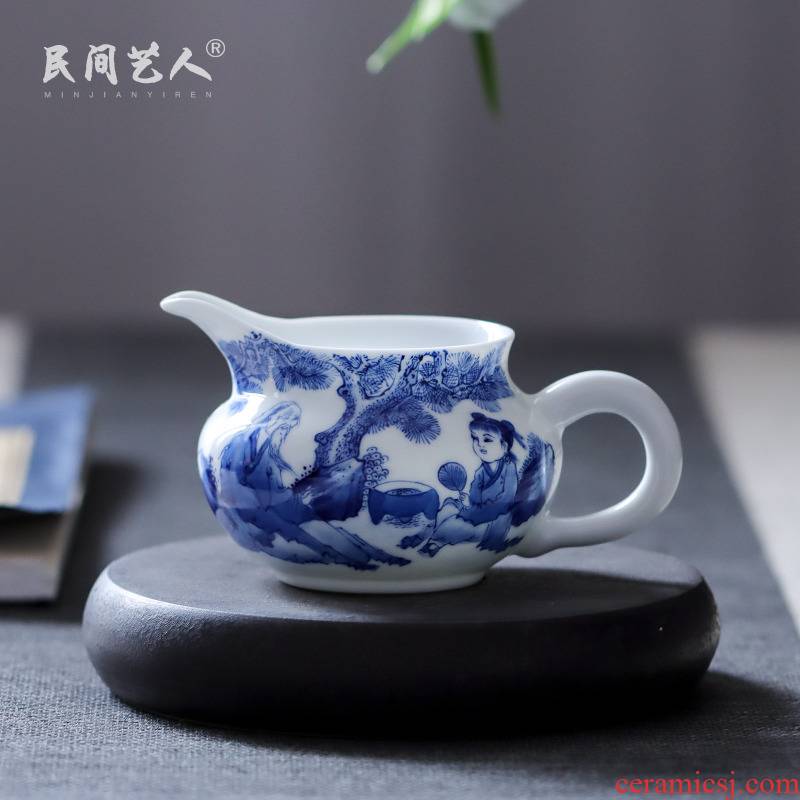 Jingdezhen ceramic fair hand - made porcelain cup manual kung fu tea tea cup points male cup with a handle