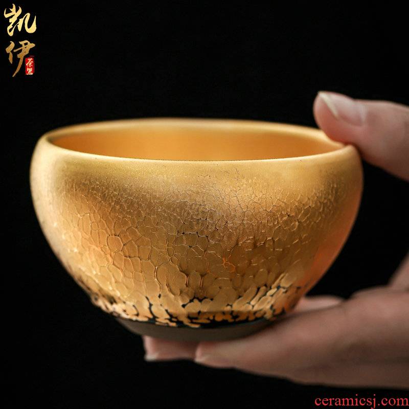 Build light golden cup all hand master cup large iron tire ceramic cups jinzhan sample tea cup gold cup kung fu tea cups